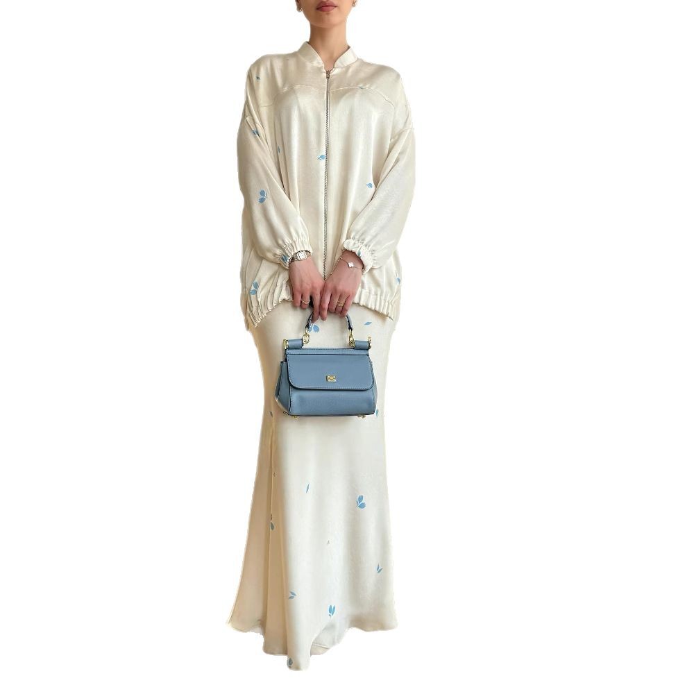 Women's Fashionable Printed Long-Sleeve Skirt Set