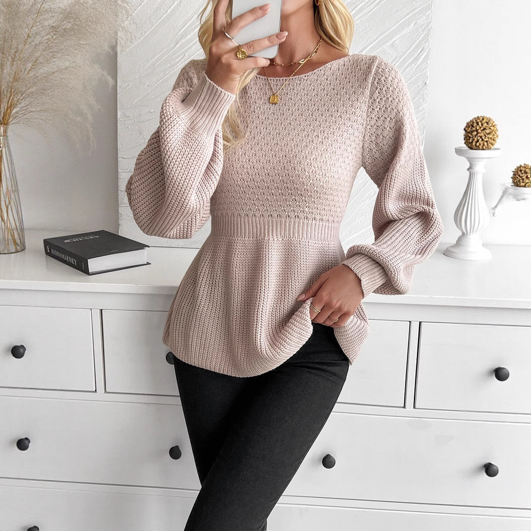 Women's Round Neck Long Sleeve Sweater Simple All-match