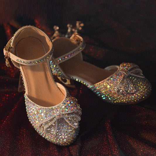 Little Girl Princess Crystal Shoes Flash Host Catwalk Shoes