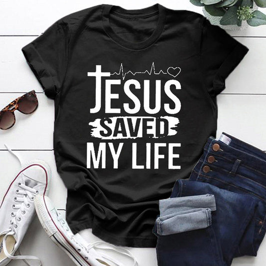 Loose Casual Solid Color Printed Short Sleeve T-shirt