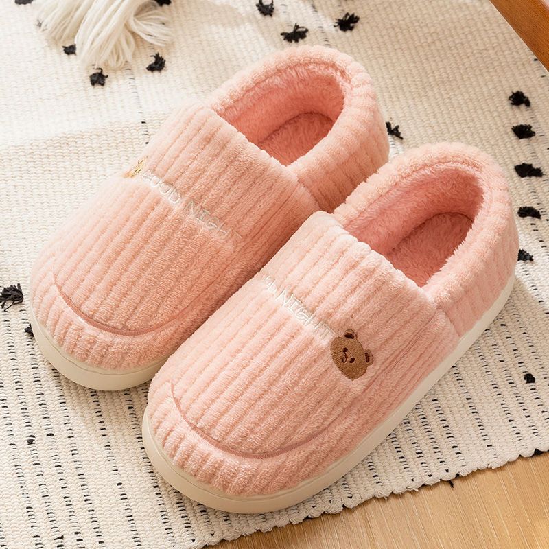 Ankle Wrap Cotton Slippers Women's Winter New Thick Bottom Home Indoor Non-slip Plus Velvet Warm