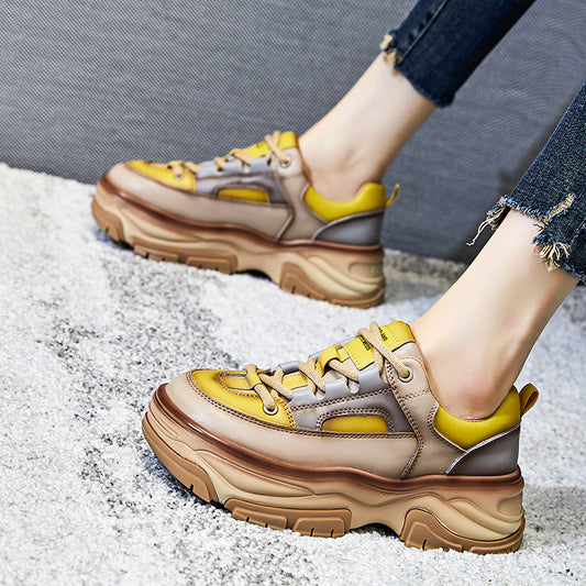 Suction Film Sole Dad New Leather Women's Retro Ethnic Fashion Shoes