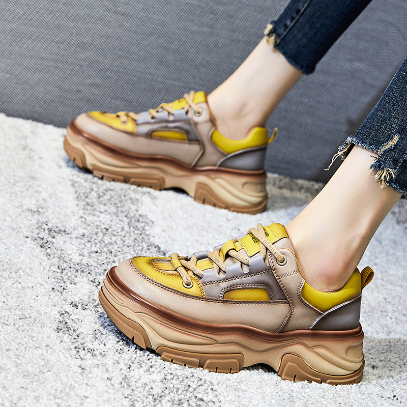Suction Film Sole Dad New Leather Women's Retro Ethnic Fashion Shoes