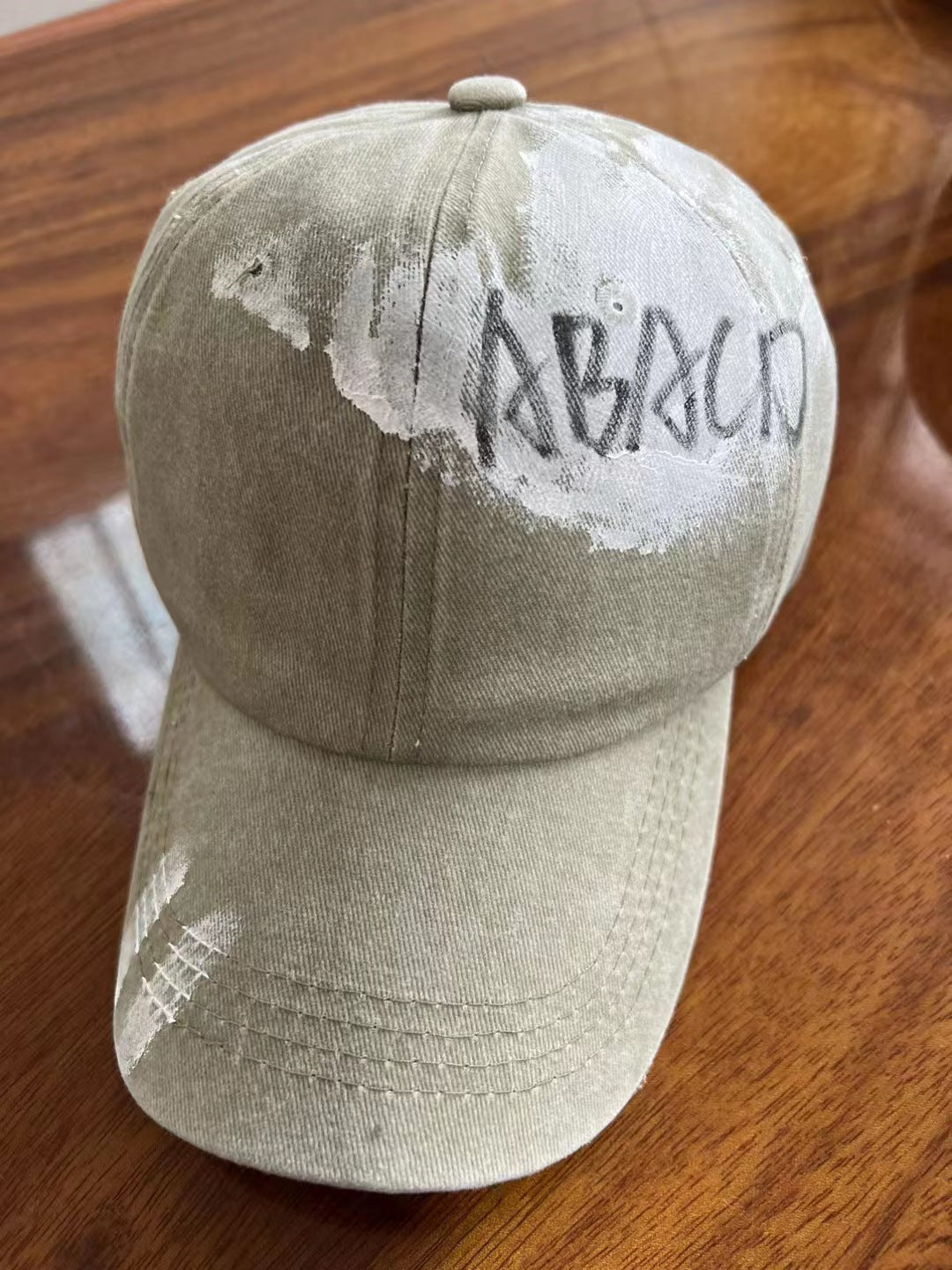 Korean Style Graffiti ABACD English Letters Retro Washed Baseball Cap Female Soft Top Trendy