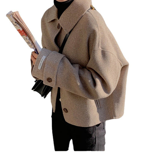 Small Fragrance Simple Lapel Single-breasted Short Woolen Coat