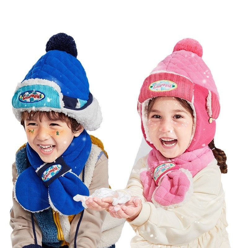 Fleece-lined Childrens Lei Feng Cap With Earflaps