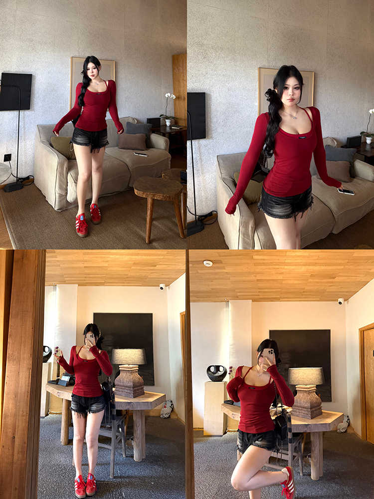 Slimming Inner Real Two-piece Long-sleeved Top For Women