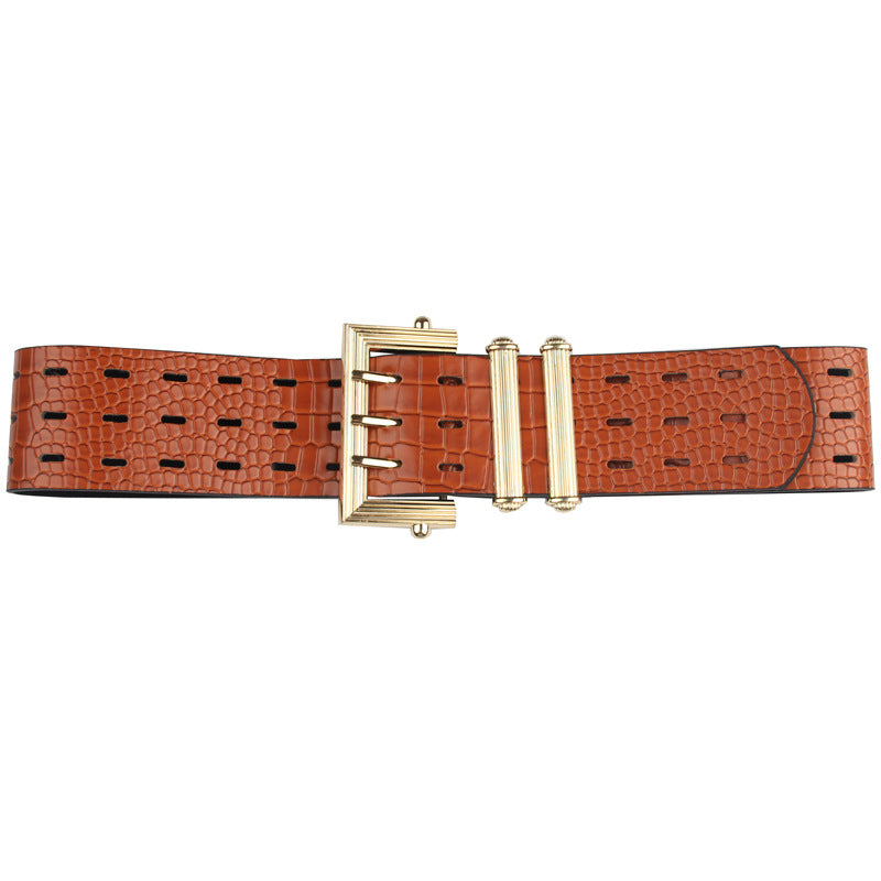 Suit Belt Retro Three-pin Buckle Snake Pattern Leather Simple With Sweater Dress Waist