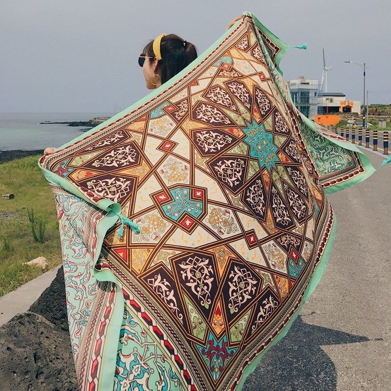 Ethnic Style Cotton And Linen Scarf Seaside Travel Oversized Beach Towel