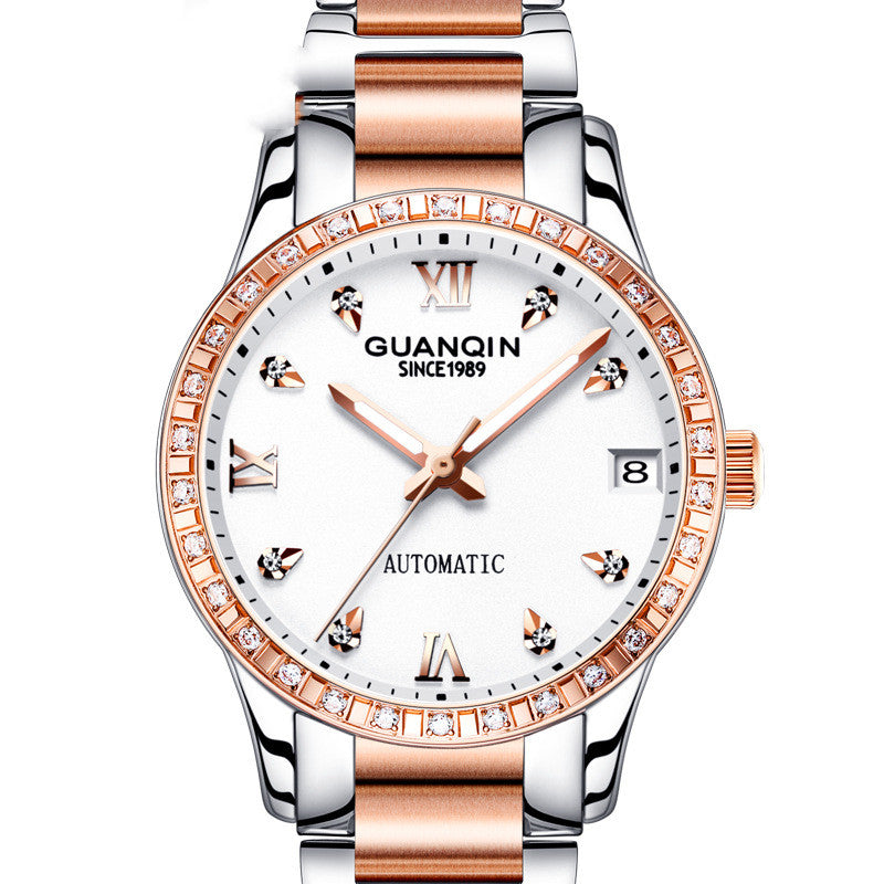 Dame Mode Diamantbesat Lysende Mekanisk Ur