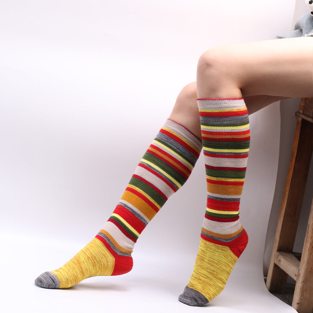 Popular New Halloween Colorful Striped Stockings For Women