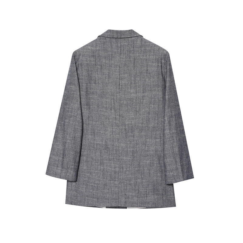 Women's Loose Casual Linen Blended Rolled Sleeve Suit Jacket