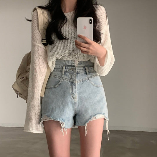 Knitted Sun Protection Shirt Loose Short Loose Pullover Blouse