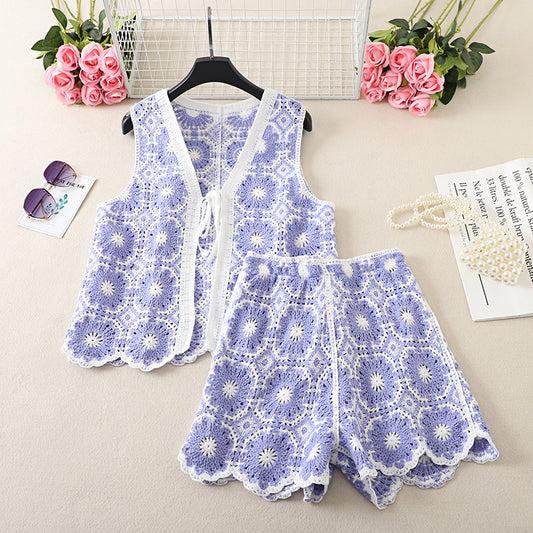 Beautiful Vest Top Shorts Colorful Suit