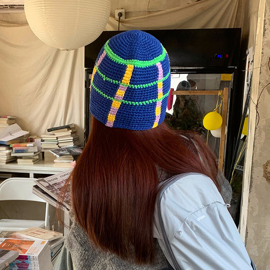 New Wool Fisherman's Hat Women's Japanese Stripe Color Contrast