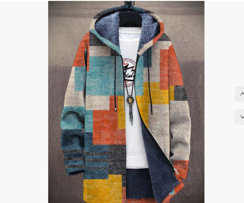 Casual Men's Zipper Hooded Cardigan Cotton-padded Jacket