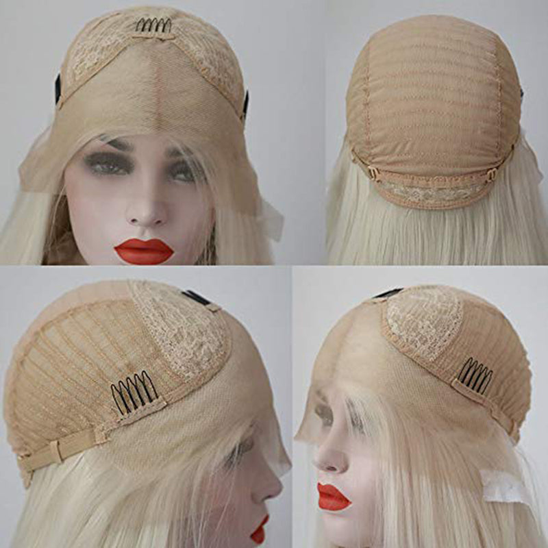 Paryk, mode, fluorescerende, store bølger, langt hår, front blonde, kemisk fiber
