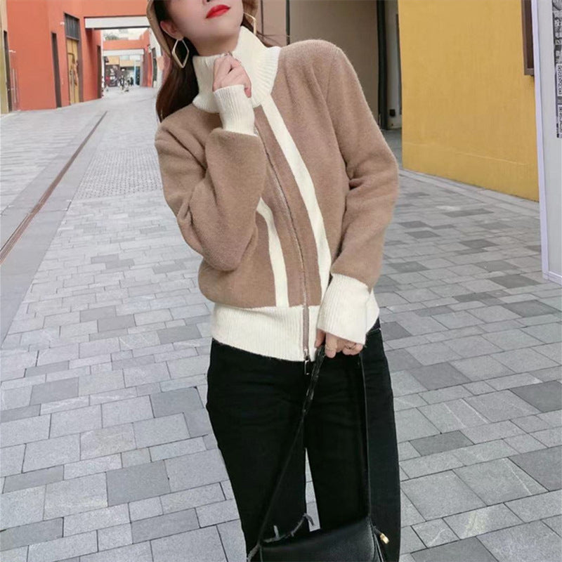 Women's Loose Temperament Korean-style Stand Collar Cardigan