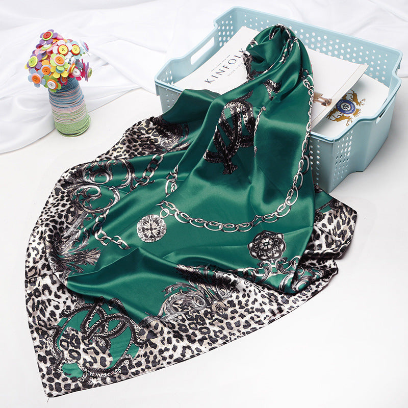 Small Square Towel European And American Printed Leopard Print Headscarf