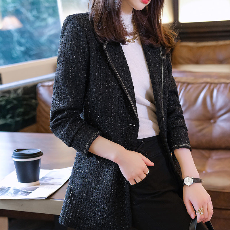 Autumn Temperament And Fashion Casual Top Blue Blazer