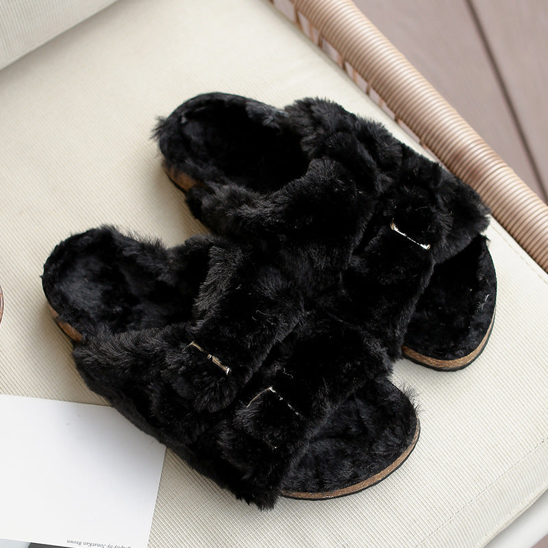 Winter Cotton Slippers Thick Bottom Non-slip Lamb Wool Slippers