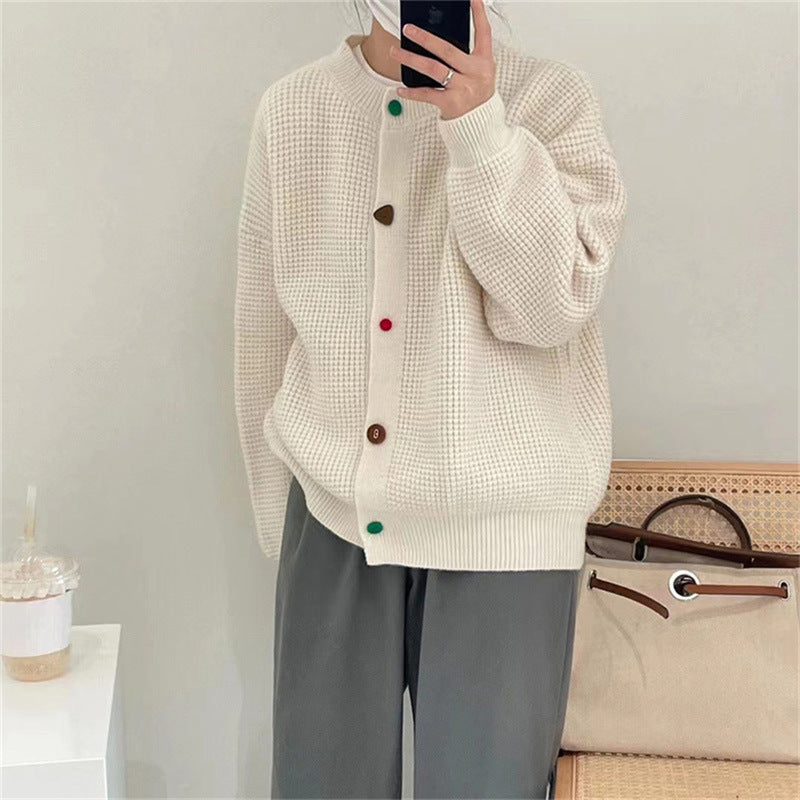 Women's Lazy And Gentle Color Button Sweater Coat