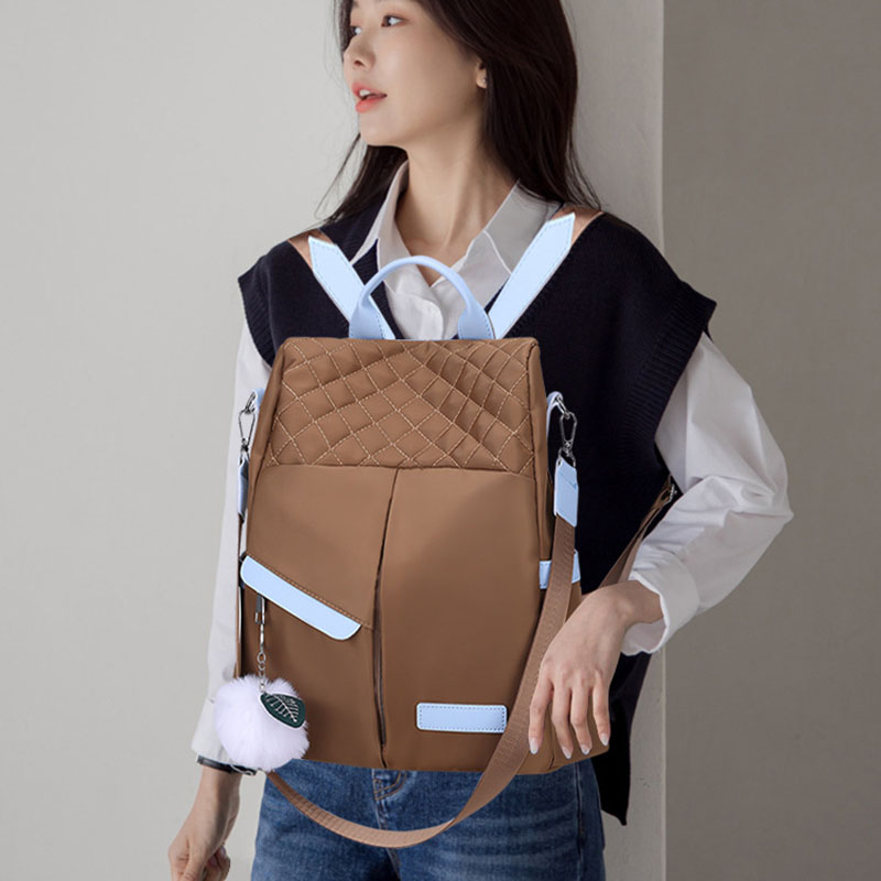 Fashion Casual Oxford Cloth Shoulder Bag Women's Contrast Color Large Capacity Waterproof Backpack