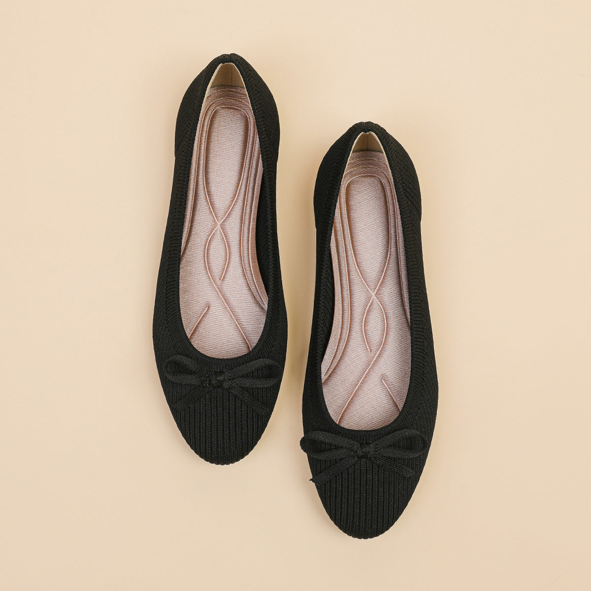 Round Toe Shallow Mouth Flat Pumps Women's Bow Casual Plus Size Convenient Shoes