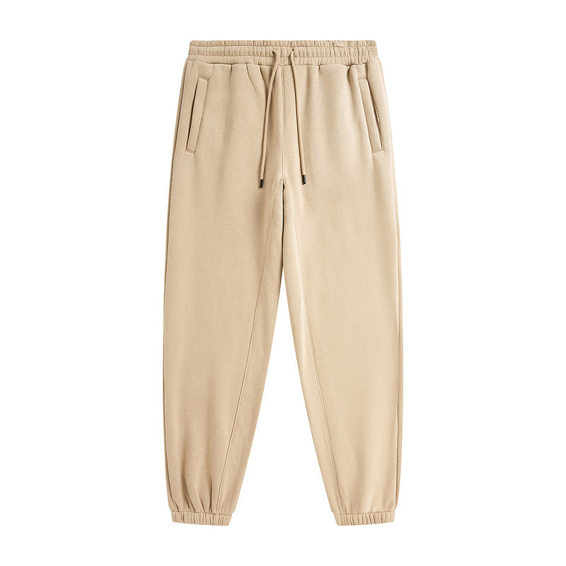 Plus Fleece Clean Color Pinched Foot Drawstring Sweatpants