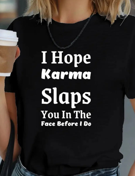 Women's Round Neck Color Letter Print Short Sleeve