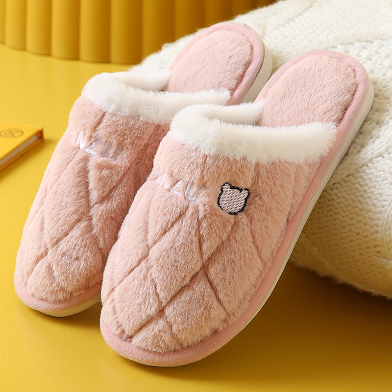 Couples' Cotton Slippers For Women's Indoor Household Use In Autumn And Winter