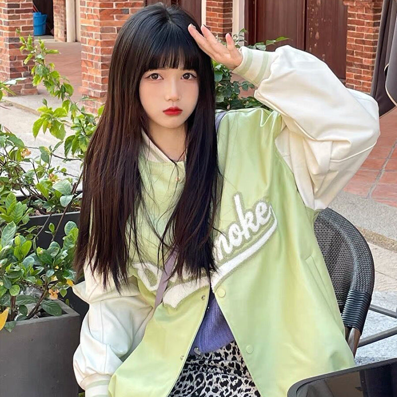 Koreański styl, luźna, modna kurtka baseballowa Harajuku