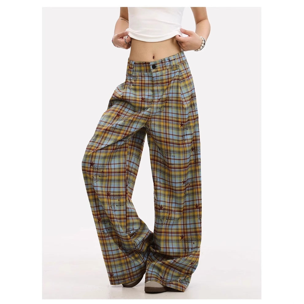 American Retro Contrast Color Striped Graffiti Wide-leg Casual Pants