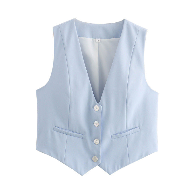 Women's Loose Button Decoration Multi-color Versatile Vest