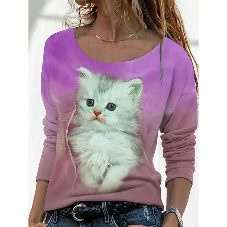 New Animal Pattern Long-sleeved T-shirt Female Bottoming Shirt