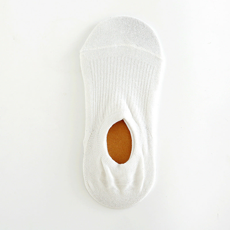 Pure Color Invisible Cotton Ladies Socks