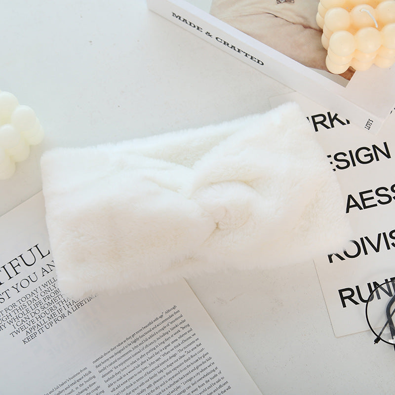Warmth Elastic Knotted Sports Headband Plush Wide Headband Headscarf Women