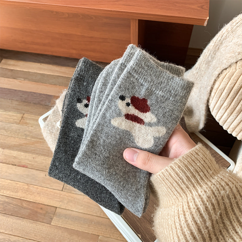 Women's Socks Winter Thickening Wool Socks Cartoon Scarf