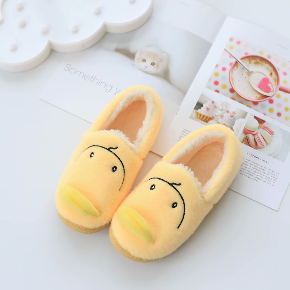 Cartoon Yellow Duck Home Bag Heel Cotton Shoes Can Be Worn Outside