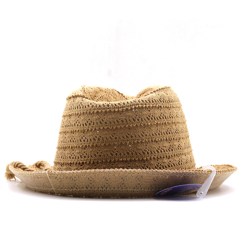 UV Protection Crochet Men's And Women's Top Hat Raffia Straw