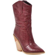 V Cut Western Cowboy Boot Women's High Heel Pointed Toe Knight Boots Below The Knee Boots Slim High