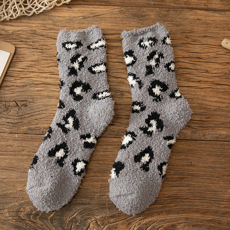 Women's Two Soft Coral Fleece Warm Boat Socks