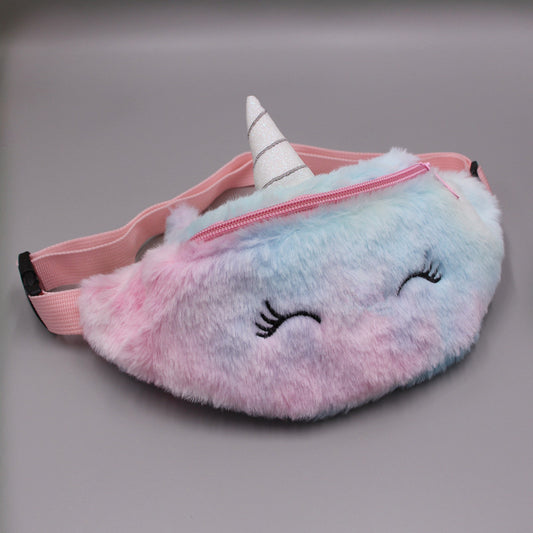 Winter Children's Plush Waist Bag Cartoon Shoulder Messenger Bag Girl Student Cute Chest Bag