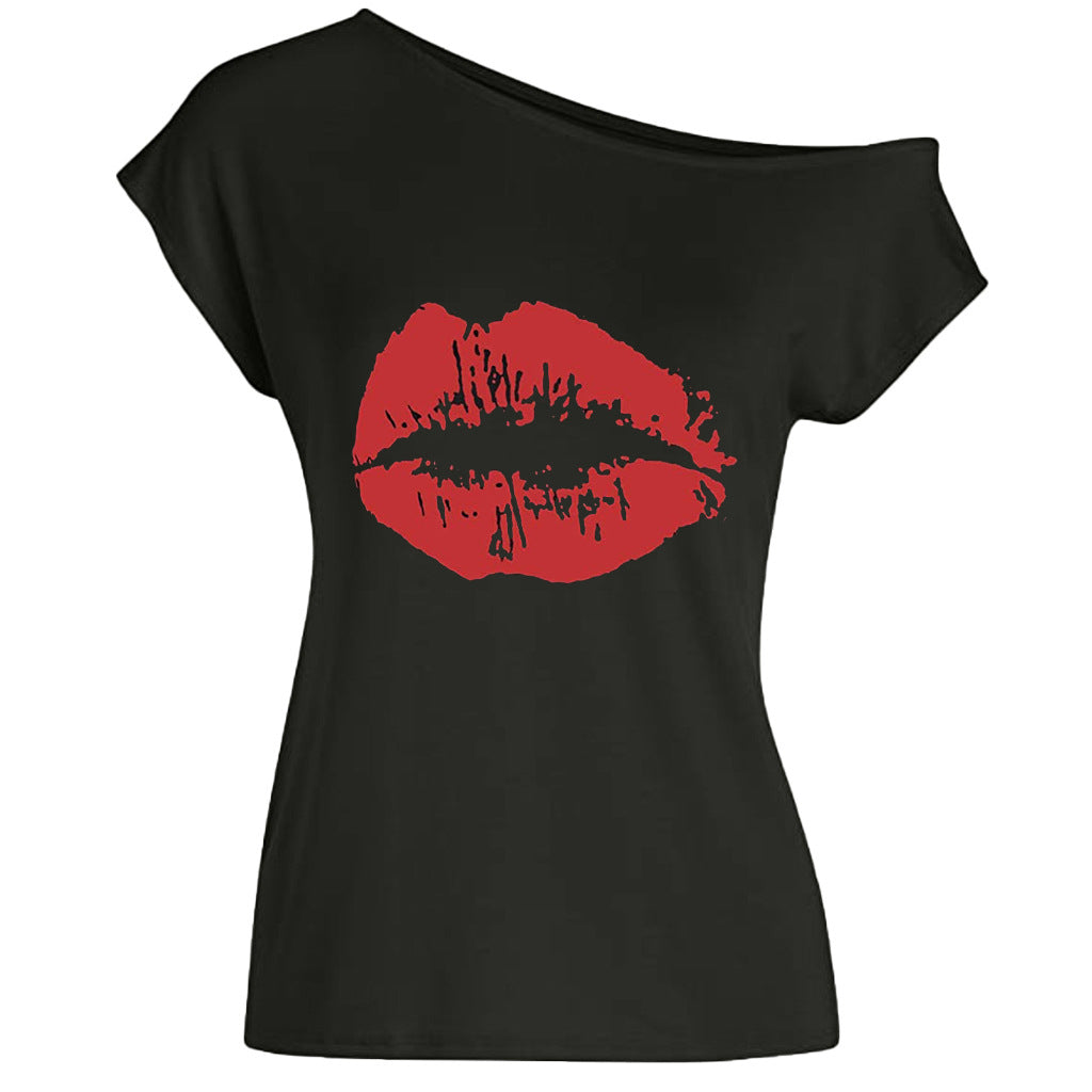 Women's Loose Shoulder Versatile Printed T-shirt