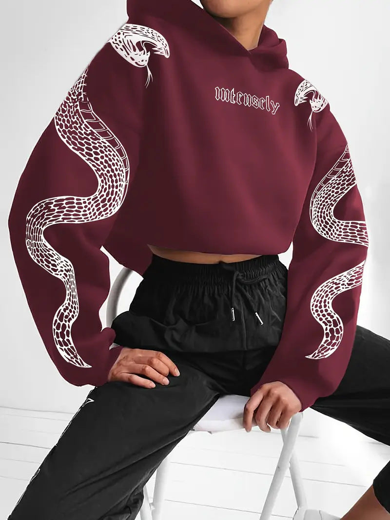 Kvinder Trykt Hættetrøje Løstsiddende Vintage Sweatshirt Top