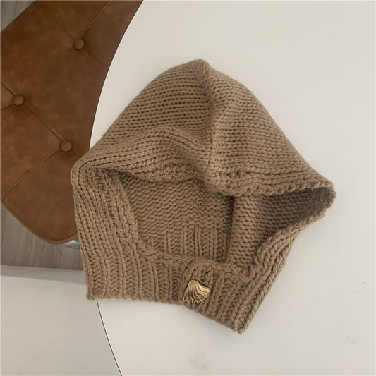 Hand-knitted Lace-up Solid Color Hat