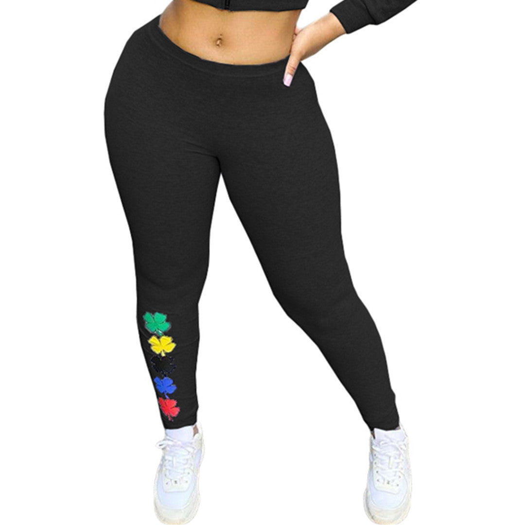 Fashion Printed Sexy Slim-fit Buttocks Casual Trousers