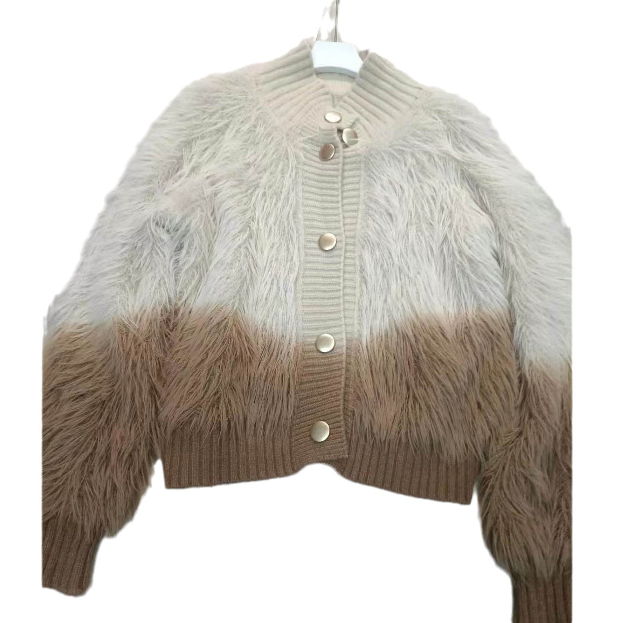 Contrast Color Tie-dye Gradient Knitted Cardigan For Women