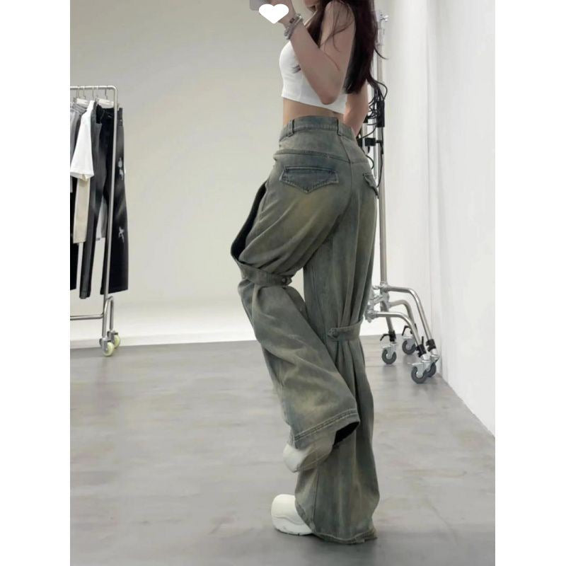 Ti Tre Rækker Stegt Gade Retro Deformation Lidt Flared Jeans