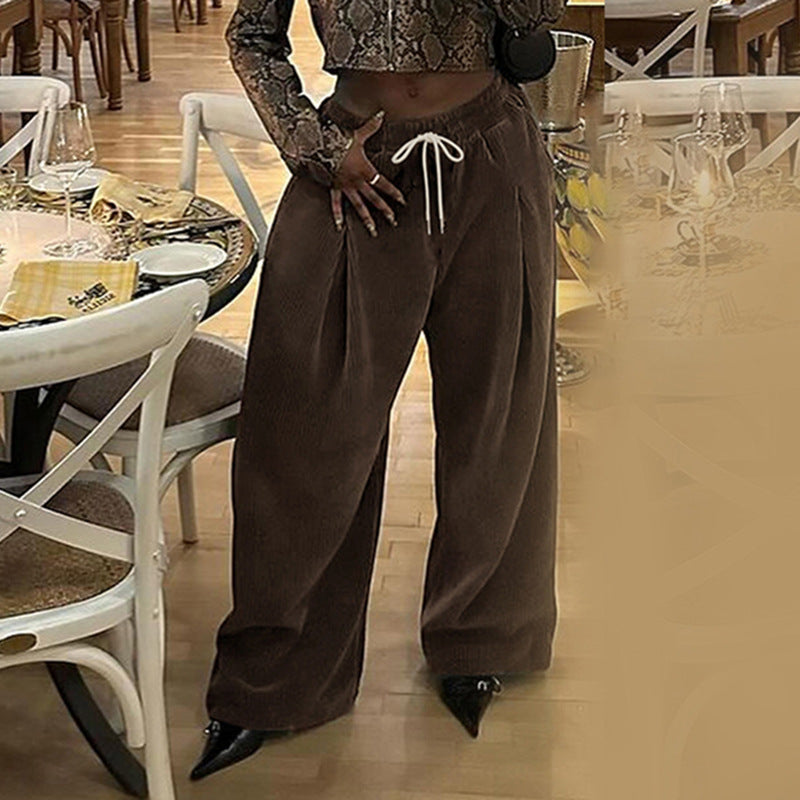 Cross-border European And American New Corduroy Knitted Wide-leg Pants